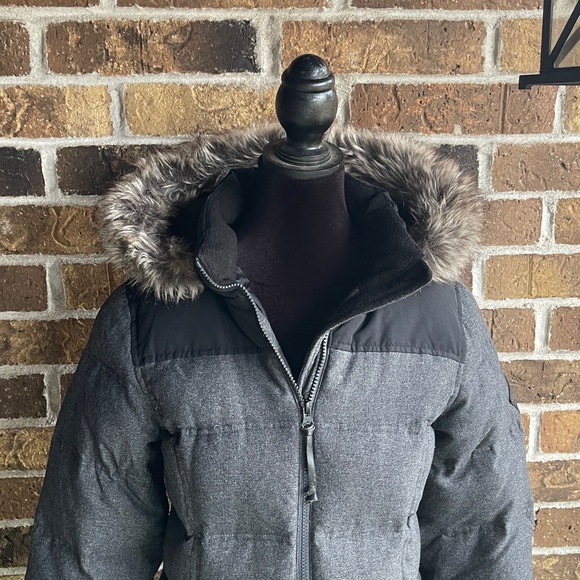 Eddie Bauer Gray Long Down Winter Hooded Coat 
Women's Gray Puffer - Picture 7 of 16